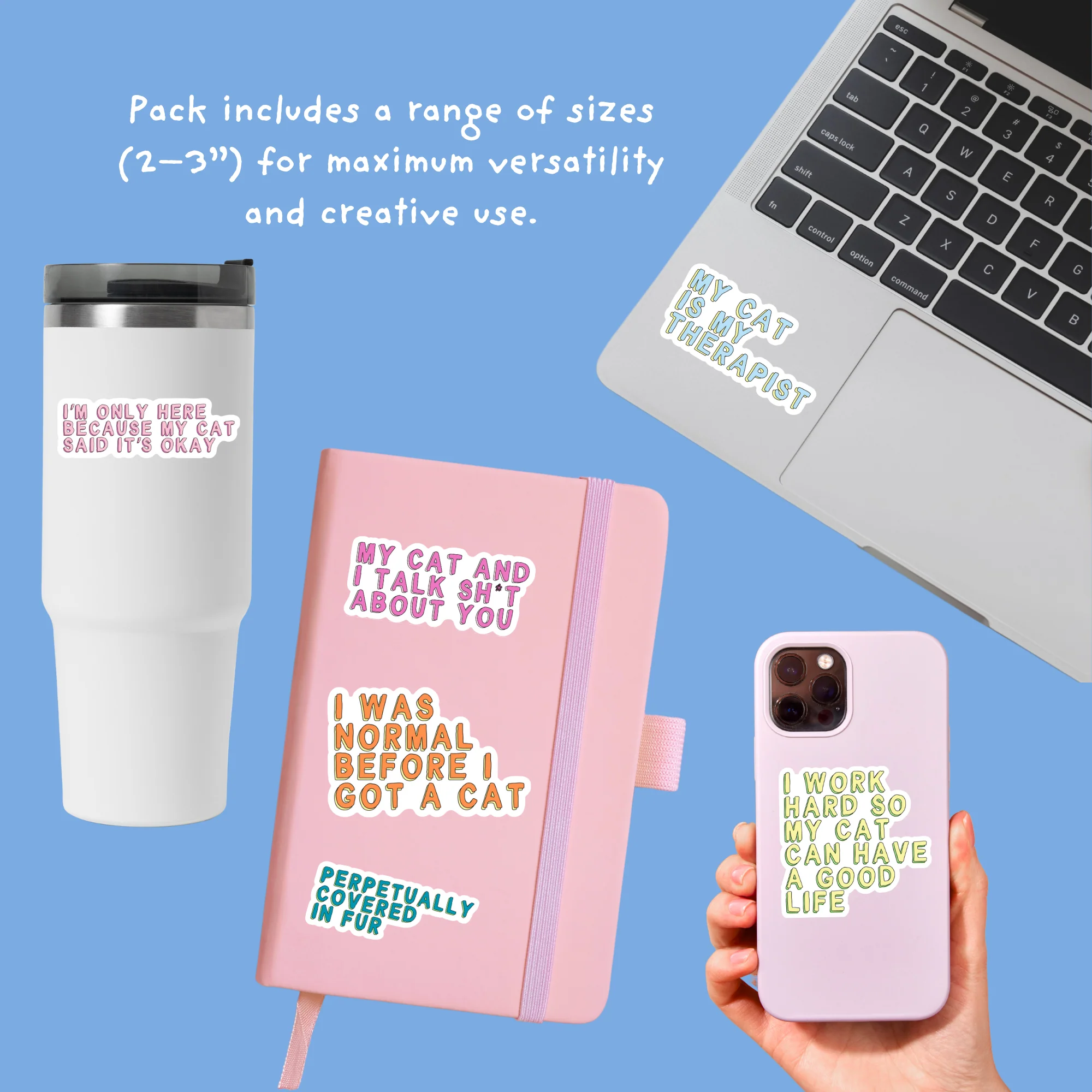 Cat Parent Vinyl Sticker Pack – Set of 6 Pet Owner Stickers - Image 6