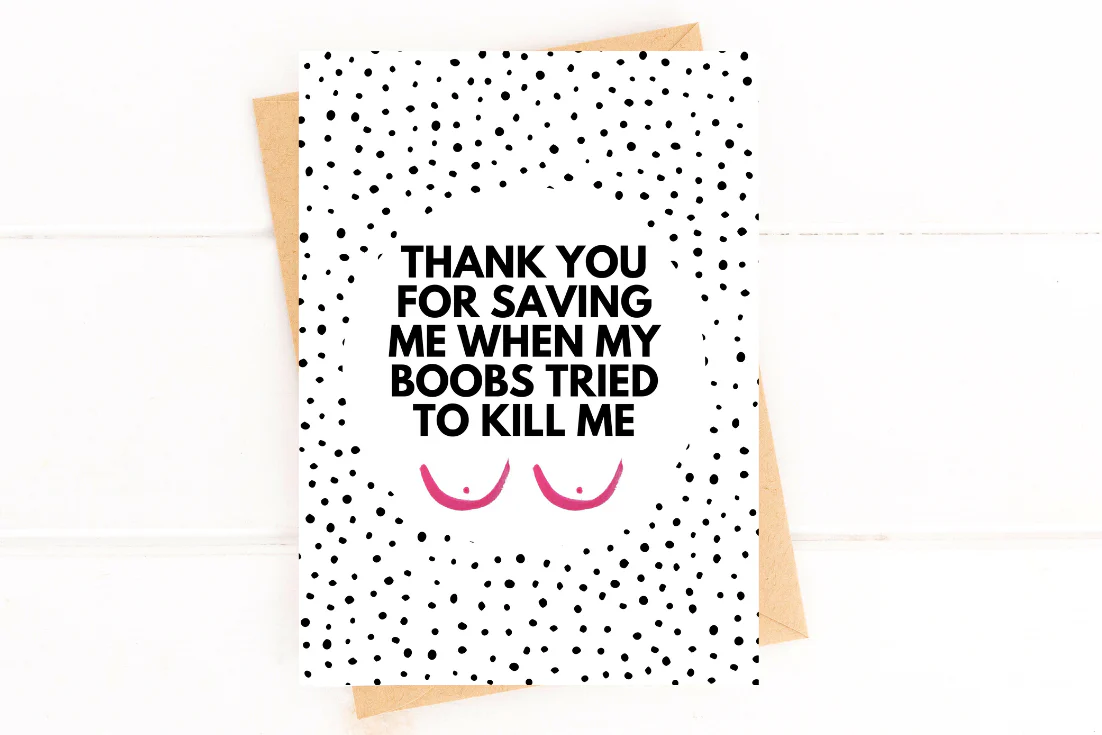 Funny Breast Cancer Doctor Thank You Card – Oncologist Appreciation Greeting Card - Image 2
