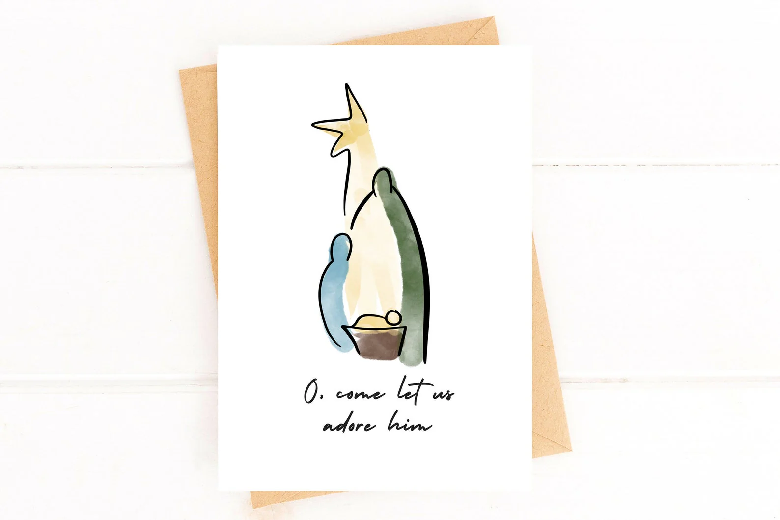 Nativity Christmas Card Come Let Us Adore Him Card Holiday Card - Image 2